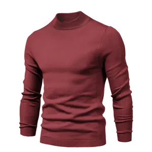Men's Winter Turtleneck Slim Fit Knit Pullover Casual Solid Color Long Sleeve Sweater