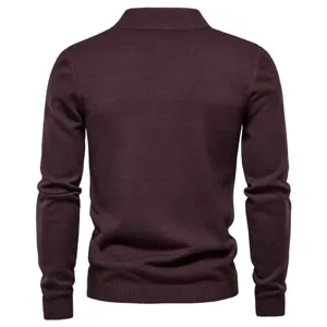 Men's winter thick warm mock neck knitted sweater, slim fit solid color pullover top main view