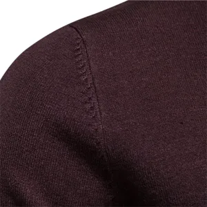 Men's thick warm knit sweater shoulder detail autumn winter fashion slim fit burgundy top