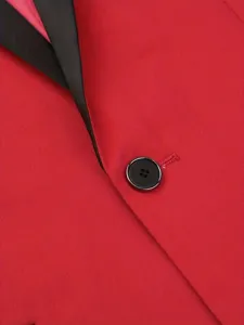 Mens red blazer jacket detail shawl lapel formal wedding party prom suit outerwear