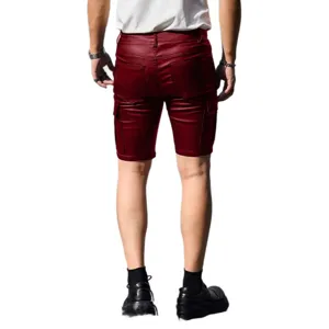 Men's PU leather shorts slim fit summer casual five-point pants stylish streetwear new.