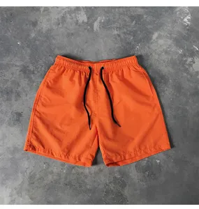 Herren lässige orange Badeshorts mit schwarzem Kordelzug, bequeme Sommer Freizeithose neu.