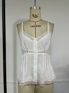 Γυναικεία Καλοκαιρινή Λευκή Δαντέλα Camisole Γλυκό Στυλ Αδυνατίσματος Top Casual