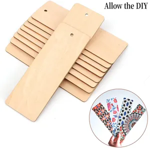Wooden blank bookmarks for DIY crafts, laser cut wood hanging tags with pre-drilled hole.