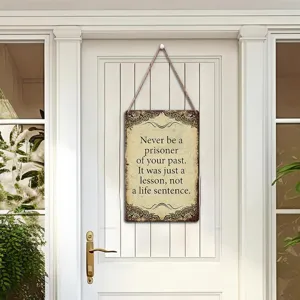 Wooden motivational hanging sign for home office classroom door decor with inspiring quote.