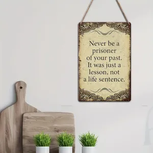 Inspirational wooden hanging sign with motivational quote for home and office decor wall.