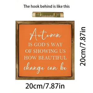 Autumn wooden wall sign decorative hanging plaque orange inspirational quote home decor 20cm