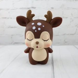Cute cartoon deer piggy bank resin animal ornament for home desktop decor display