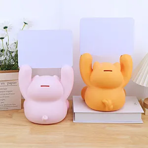 Cute animal piggy bank with message board, creative children coin bank desk decor.