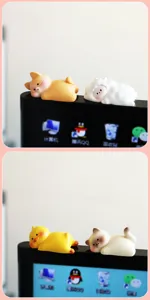 Mini animal monitor buddy cute desktop resin figurine for computer screen car decor