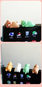Cute mini animal lying figurines for computer monitor and car dashboard home decoration.
