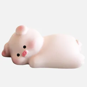 Cute pink pig lying figurine for car dashboard and computer monitor decoration mini cute ornament.