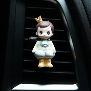 Cute cartoon prince car air freshener vent clip, adorable resin interior ornament style.