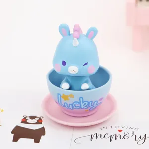 Cute Unicorn Rabbit Car Ornament Desktop Resin Toy Cute Cup Figurine Gift Decoration