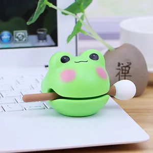 Cute green frog wooden fish decompression toy office desk relaxation percussion instrument ornament