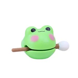 Cute cartoon frog wooden fish stress relief toy desktop decompression rhythm ornament.