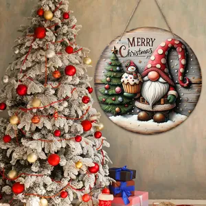 Wooden Christmas Gnome Door Sign Hanging Ornament Holiday Festival Wall Tree Decor