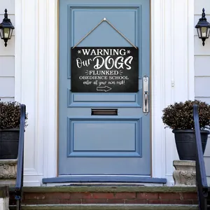 American wooden hanging plaque humorous dog warning sign for front door wall home decor.