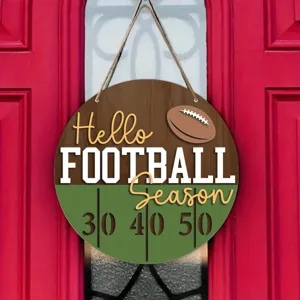 American football season wooden hanging sign door decoration sports theme pendant.