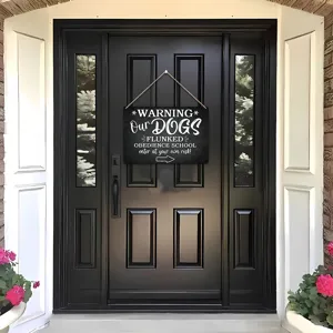 Wooden warning dog sign humorous hanging door plaque for home bar shop decorative front door decor