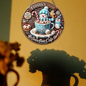 Christmas wooden hanging plaque round wall sign for winter holiday home decor item