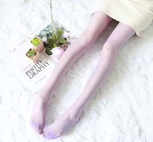 Sheer purple pantylhose for women, lightweight spring tights, soft breathable hosiery detail.