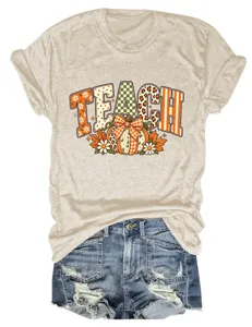 Casual mode vrouwen teach strik pompoen print ronde hals korte mouw t-shirt jeans