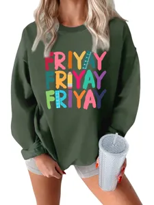 Sweat-shirt chaud et épais pour femme pull décontracté à manches longues imprimé mode