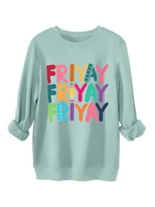 Sweatshirt mint femme manches longues avec imprimé graphique coloré lettres friyay mode.