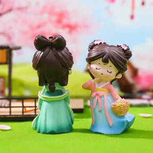 Cute ancient style resin figurine ornament pair desktop home decor gift cultural creative item