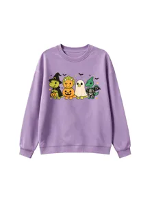 Cute Halloween Dinosaur Crewneck Long Sleeve Sweatshirt Kids Fashion Apparel Detail
