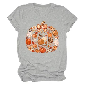 Γυναίκες Halloween Κολοκύθα Print Κοντομάνικο T-Shirt Casual Φθινόπωρο Top Νέο Μόδα
