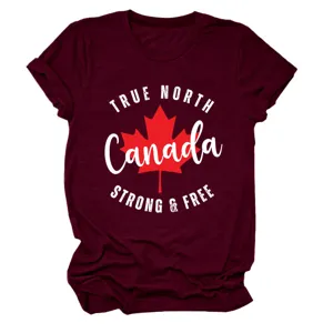 Entdecken Sie dieses stilvolle Damen Kurzarm T-Shirt mit Canada Print und Rundhalsausschnitt.