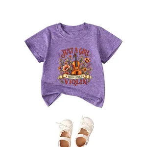 T-shirt violet enfant violon avec chaussures vue principale mode decontracte haut graphique