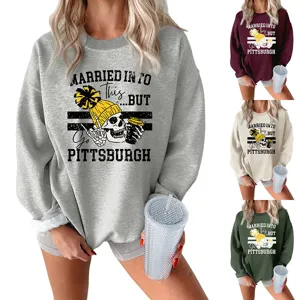 Women's casual crewneck sweatshirt with funny skull graphic and long sleeves stylish top.
