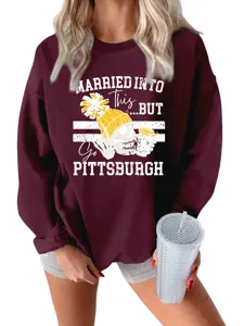 Women casual graphic pullover sweatshirt featuring stylish skull print, comfortable fleece material.