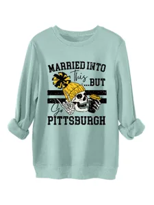Casual women long sleeve crewneck sweatshirt featuring a stylish skeleton graphic print top.