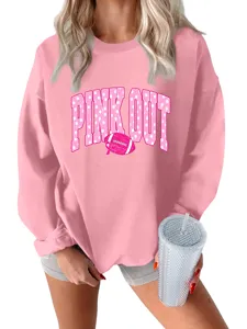 Γυναικείο φούτερ Pink Out casual μακρυμάνικο πουλόβερ με γραφικά ποδοσφαίρου και ροζ στάμπα