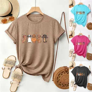 Donna simpatico bassotto Halloween stampa manica corta t-shirt top cotone estate.
