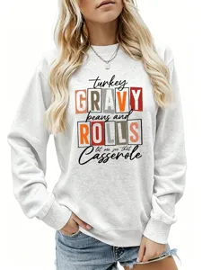 Sweat-shirt à manches longues automne hiver pour femme avec impression de lettres.