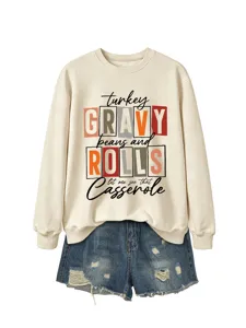 Vue détaillée du sweat-shirt décontracté pour femme avec imprimé graphique coloré.