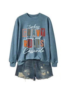 Sweat-shirt femme manches longues col rond avec short en jean dechire ensemble loisirs.