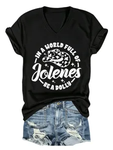 T-shirt noir col V à manches courtes avec imprimé graphique et short en jean femme casual