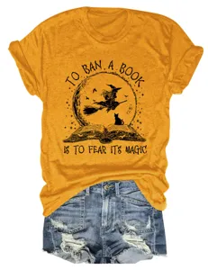 Women vintage graphic short sleeve t-shirt casual round neck top with book quote print.