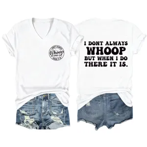 Casual women's V-neck short sleeve white T-shirt paired with stylish distressed denim shorts.