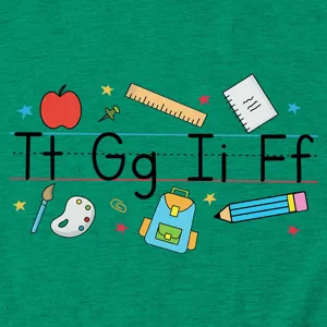 Women Casual Cute Letter Print Short Sleeve T-Shirt Back to School Stationery Graphic Tee