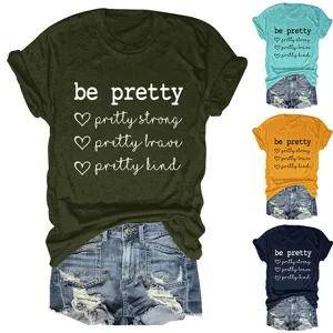 Casual dames korte mouw t shirt met letterprint ronde hals zomer basic top tee
