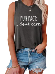 Mujer camiseta sin mangas casual holgada estampado divertido top básico verano