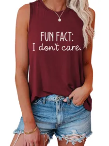 Mujer casual sin mangas camiseta de tirantes letra impresión suelto verano parte