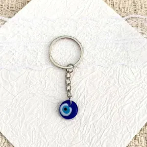 Turkish evil eye keychain blue glass pendant cute bag charm metal keyring lovely accessory